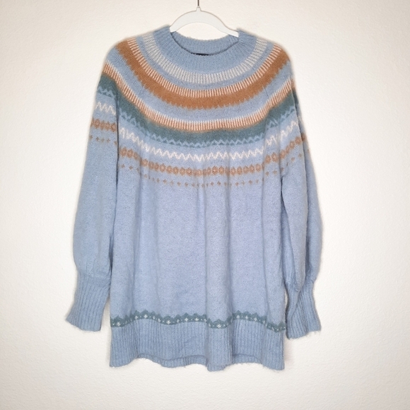 J. Crew Fair Isle Yoke Puff-Sleeve Wool Blend Sweater XL 2021 - Picture 3 of 8